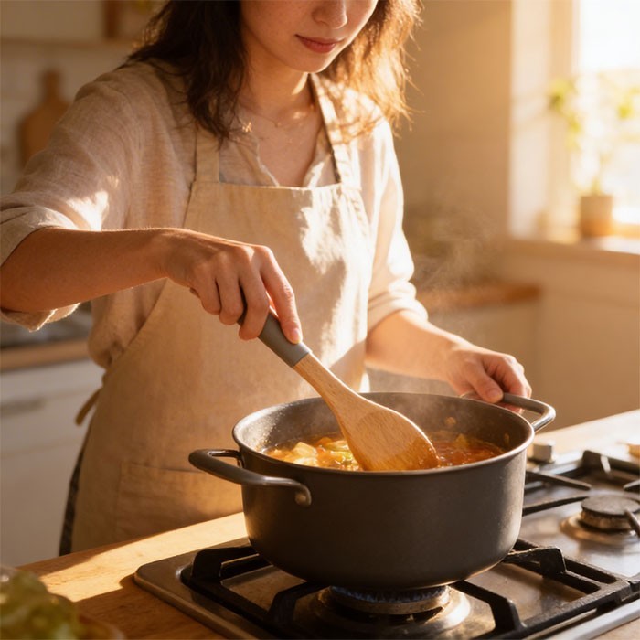 EcoSpoon Σετ 2τεμ Ξύλινες Κουτάλες Λαβή Σιλίκόνης