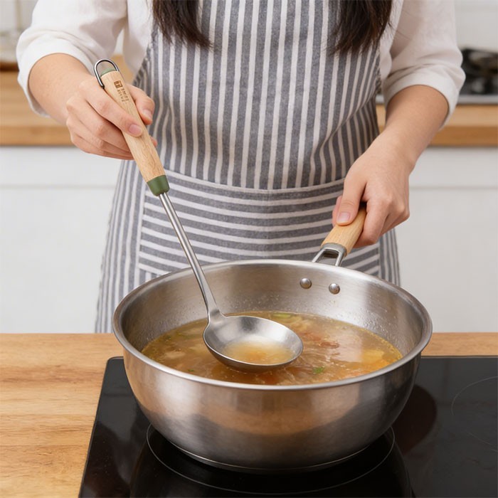 WokSpoon Κουτάλα Σούπας Με Ξύλινη Λαβή