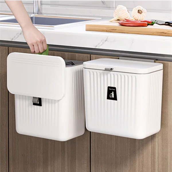 Hanging Κάδος Απορριμμάτων Λευκός 9 Λίτρων 26x16x28,7cm