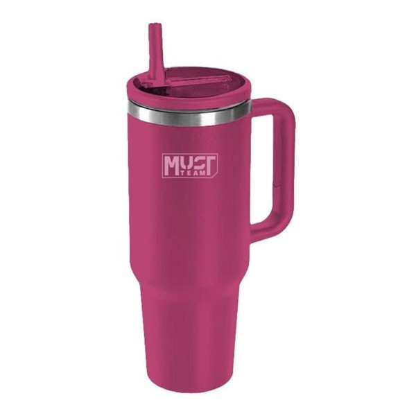Must Ποτήρι Ανοξείδωτο Θερμός 1200ml Με Καλαμάκι 27x10x7,5cm Φούξια