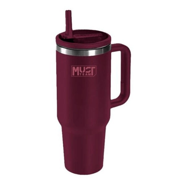 Must Ποτήρι Ανοξείδωτο Θερμός 1200ml Με Καλαμάκι 27x10x7,5cm Βυσσινί