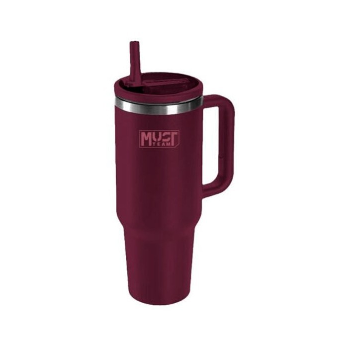 Must Ποτήρι Ανοξείδωτο Θερμός 1200ml Με Καλαμάκι 27x10x7,5cm Βυσσινί