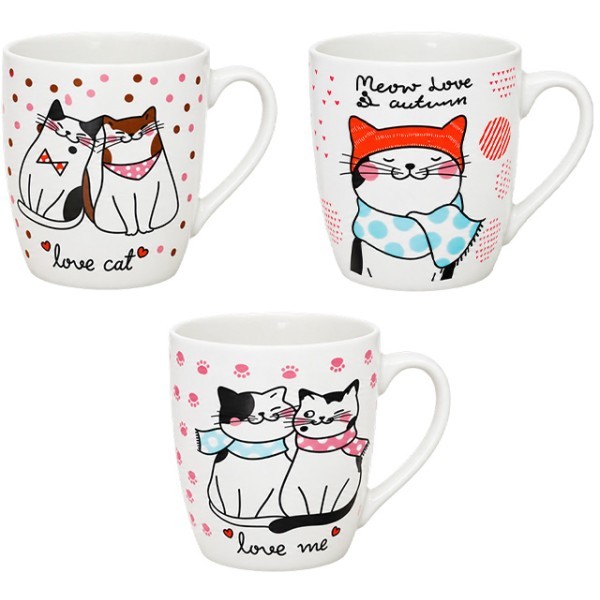 Kitties Κερμαμική Κούπα 8cm 210ml Ζευγάρι Με Παπιγιόν
