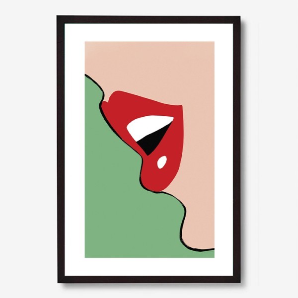 Red Lips Poster Τοίχου Με Μαύρη Ξύλινη Κορνίζα 20x30cm