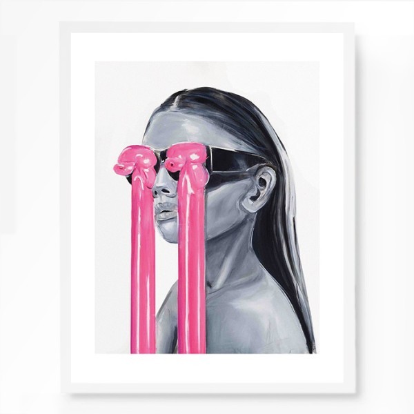 Woman Face Poster Τοίχου Με Λευκή Ξύλινη Κορνίζα 40x50cm Ροζ