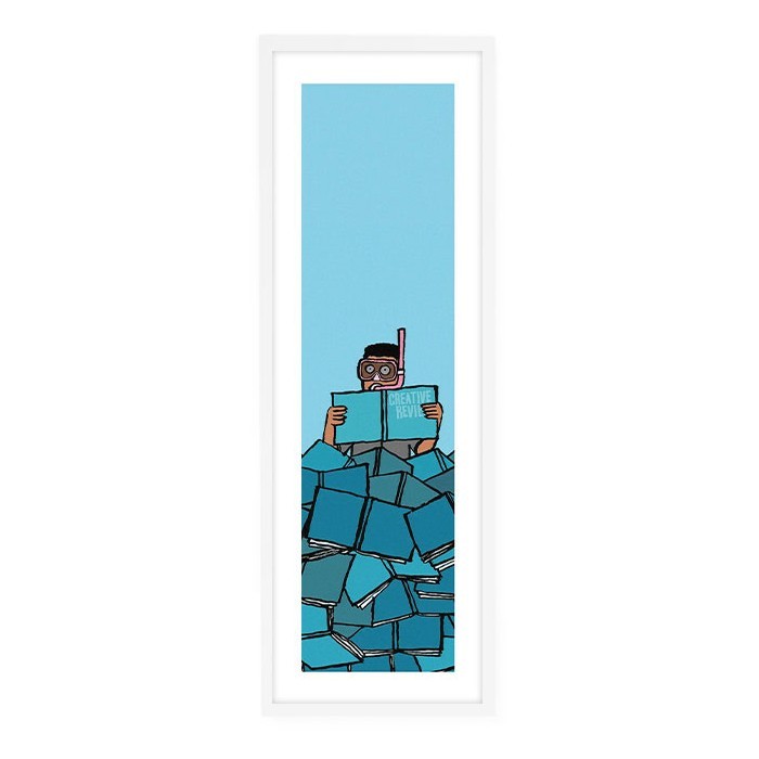 Boy In Sea Poster Τοίχου Με Λευκή Ξύλινη Κορνίζα 20x60cm