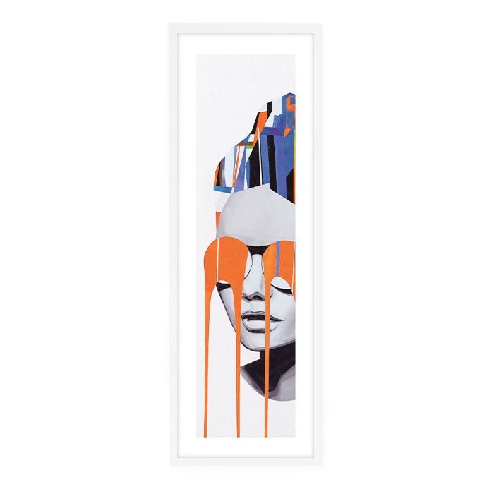 Woman Poster Τοίχου Με Λευκή Ξύλινη Κορνίζα 20x60cm Πορτοκαλί-Μπλε