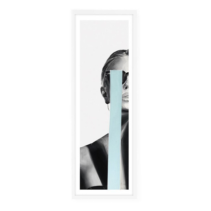 Woman Poster Τοίχου Με Λευκή Ξύλινη Κορνίζα 30x90cm Γαλάζιο