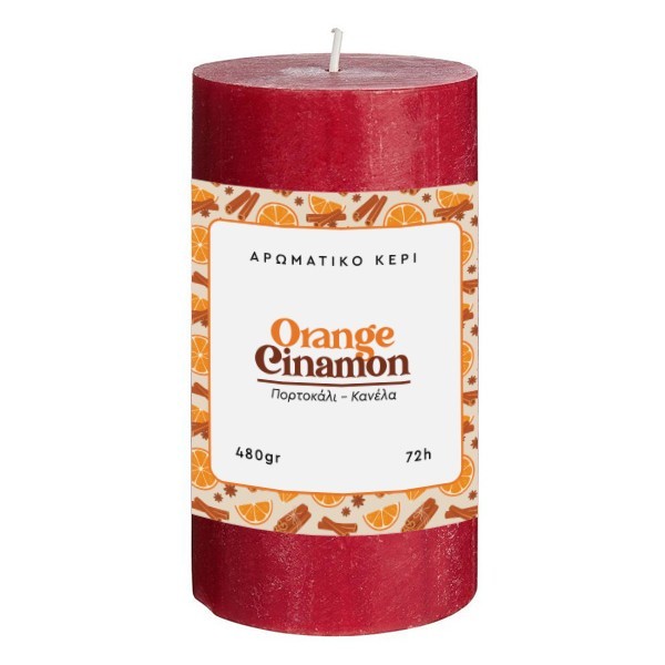 Orange Cinnamon Αρωματικό Κερί Κορμός Κόκκινο 7x13cm