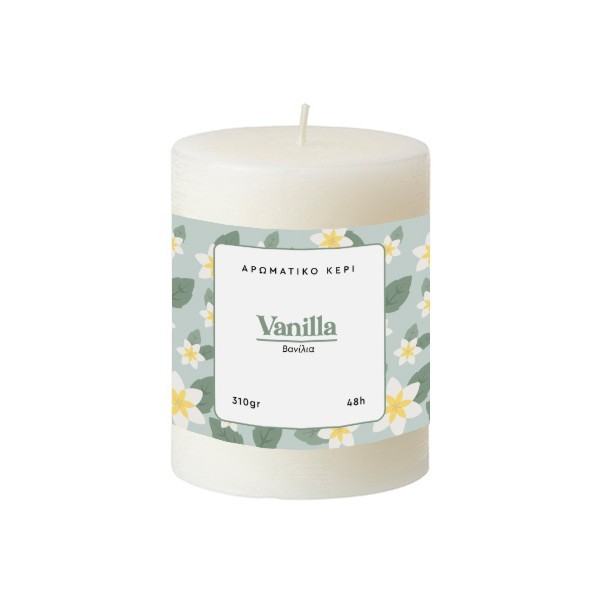 Vanilla Αρωματικό Κερί Κορμός Λευκό 7x8cm