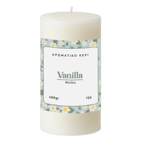 Vanilla Αρωματικό Κερί Κορμός Λευκό 7x13cm