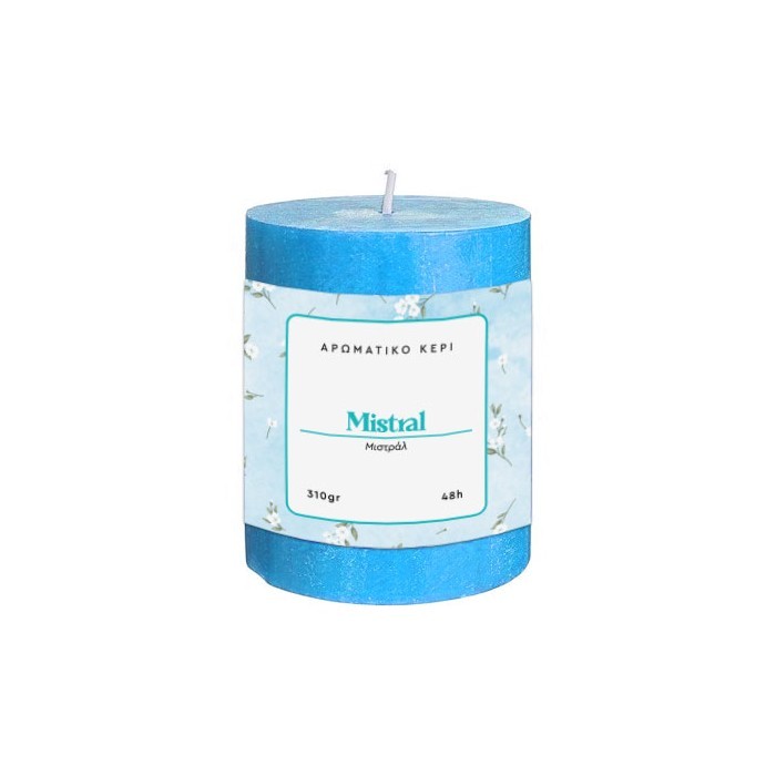 Mistral Αρωματικό Κερί Κορμός Γαλάζιο Άρωμα Φρεσκάδας 7x8cm