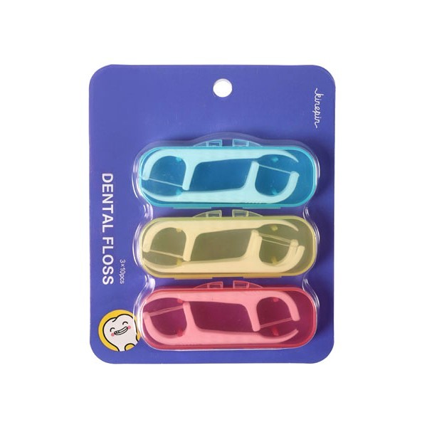 Dental Floss Πολυμερικά Οδοντικά Νήματα Σετ 3x10τεμ Μπλε-Κίτρινο-Ροζ