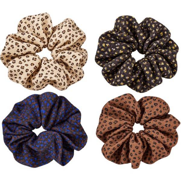 Leopard Λάστιχο Μαλλιών Scrunchie 16cm Μπεζ