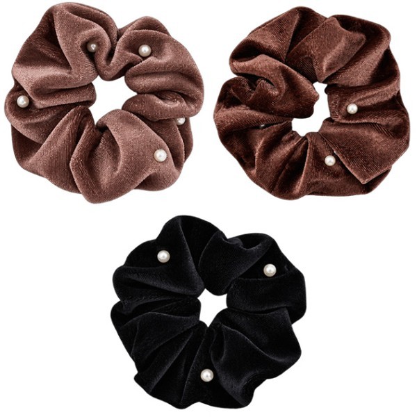 Pearl Λάστιχο Μαλλιών Scrunchie Βελούδινο με Πέρλες