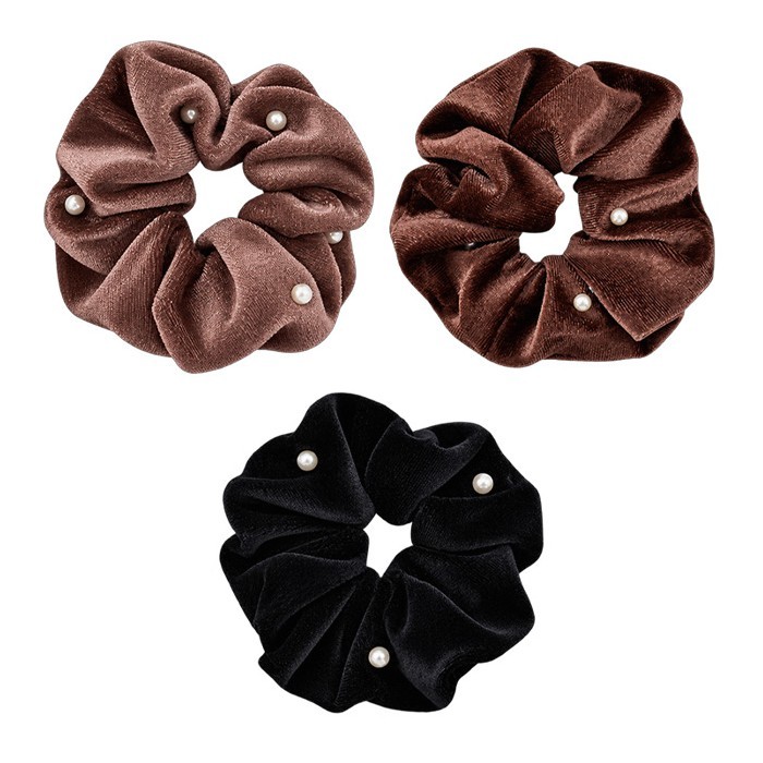 Pearl Λάστιχο Μαλλιών Scrunchie Βελούδινο με Πέρλες