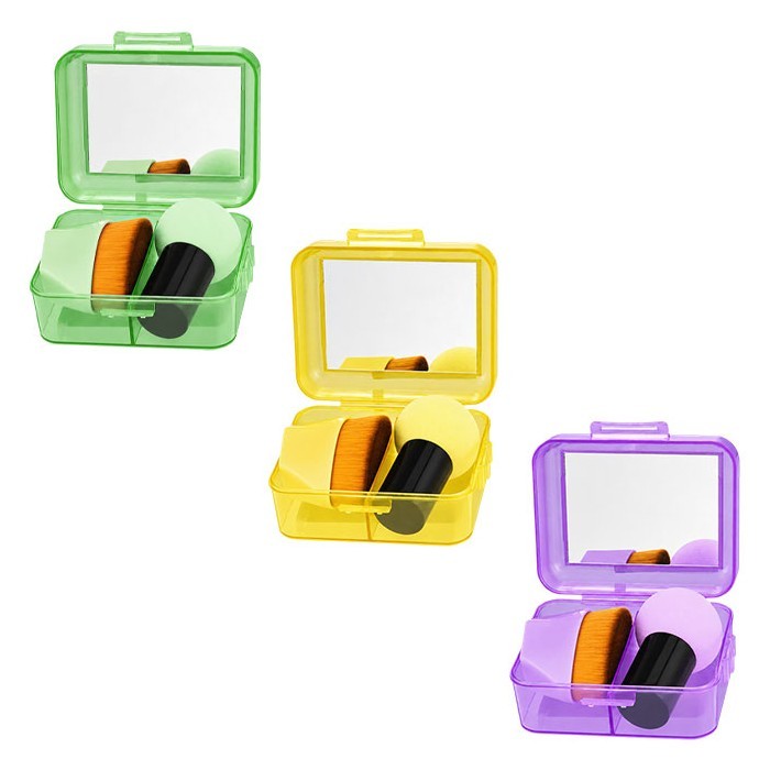 Beauty Pocket Set Πινέλο & Σφουγγαράκι Μακιγιάζ 9cm 