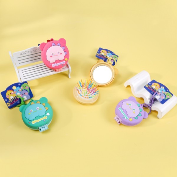 Dino Mirror Μπρελόκ Καθρέφτης Χτενάκι Δεινόσαυρος Πράσινο