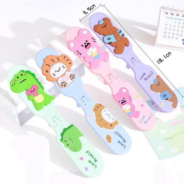 Love Myself Πτυσσόμενη Χτένα Μαλλιών Ζωάκια Μπλε Γατούλα