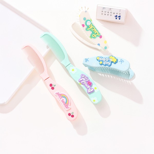 Rainbow Φοριτή Πτυσσόμενη Χτένα Μαλλιών Πολύχρωμα Σχέδια Luck