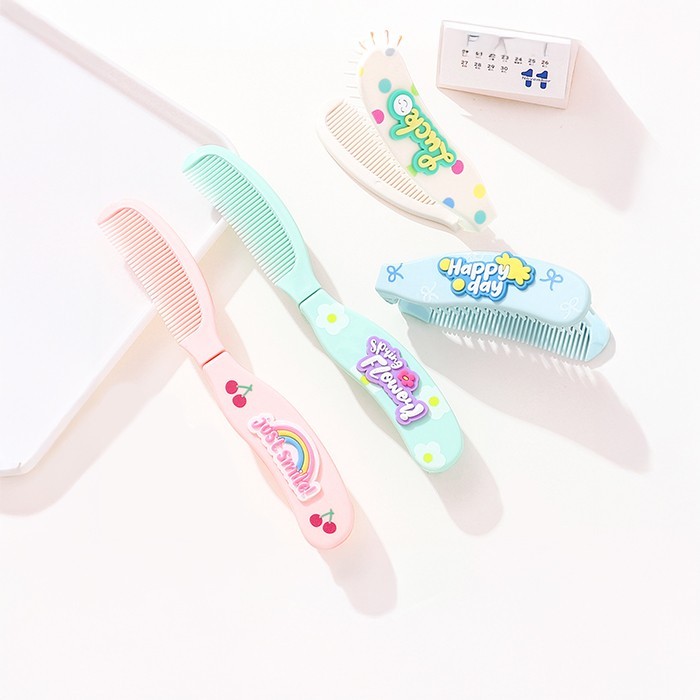 Rainbow Φοριτή Πτυσσόμενη Χτένα Μαλλιών Πολύχρωμα Σχέδια