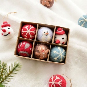 Wool Felt Christmas Balls Χριστουγεννιάτικες Μπάλες Δέντρου Σετ 6τμχ