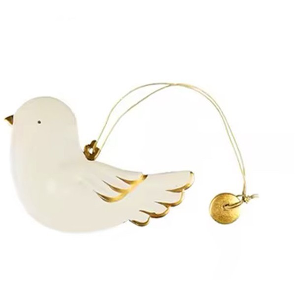 Golden White Xmas Dove Χριστουγεννιάτικο Στολίδι Λευκό