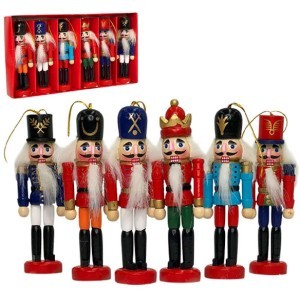 Kings Καρυοθραύστες Ξύλινοι Κρεμαστοί Σετ6 τεμ Υ12,5cm