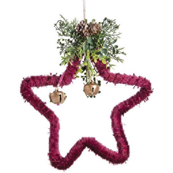 Velvet Star Χριστουγεννιάτικο Βελούδινο Αστέρι Red 18,5cm