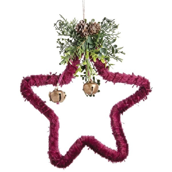 Velvet Star Χριστουγεννιάτικο Βελούδινο Αστέρι Red 18,5cm