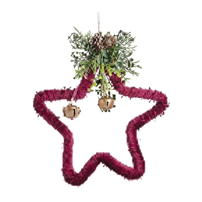 Velvet Star Χριστουγεννιάτικο Βελούδινο Αστέρι Red 18,5cm