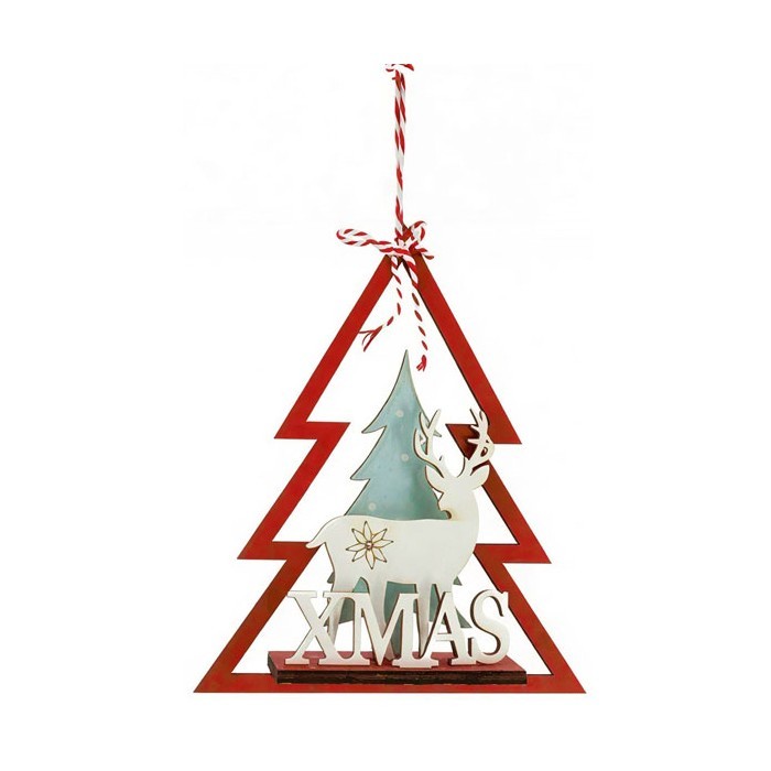 Xmas Friends Ξύλινο Στολίδι Δέντρο Ελάφι 13x15.5cm