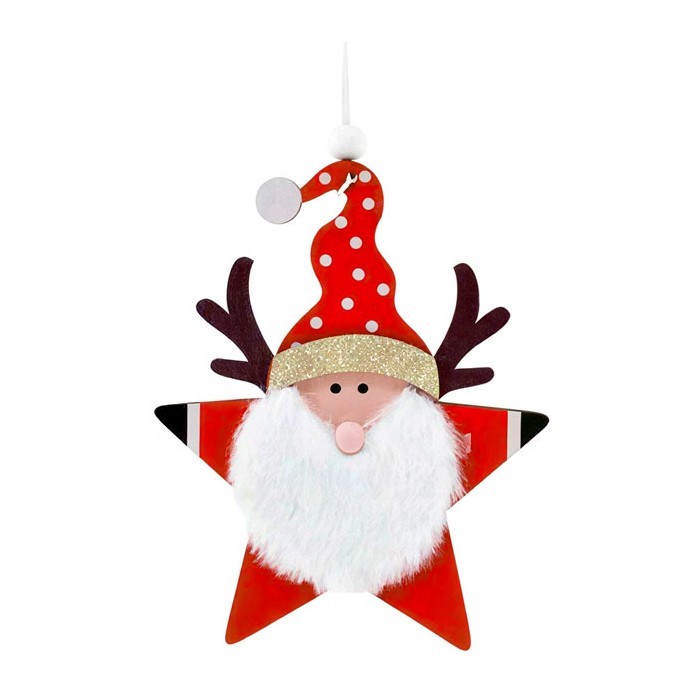 Xmas Friends Ξύλινο Στολίδι Αϊ Βασίλης 12.5x16cm