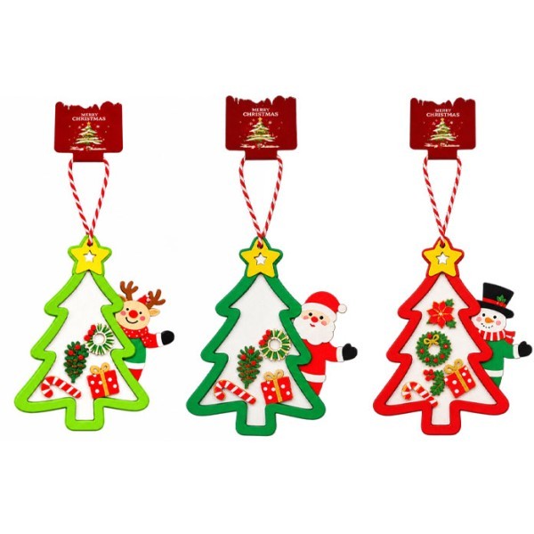 Xmas Tree Peekaboo Ξύλινο Στολίδι 9x11.5cm Κόκκινο
