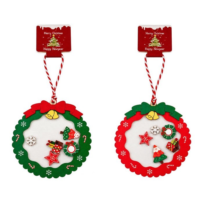 Xmas Wreath Bow Ξύλινο Στολίδι Στεφάνι 10x10cm