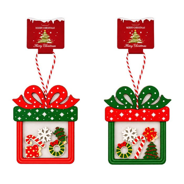 Xmas Gift Box Ξύλινο Στολίδι Δώρο 8.5x10.5cm