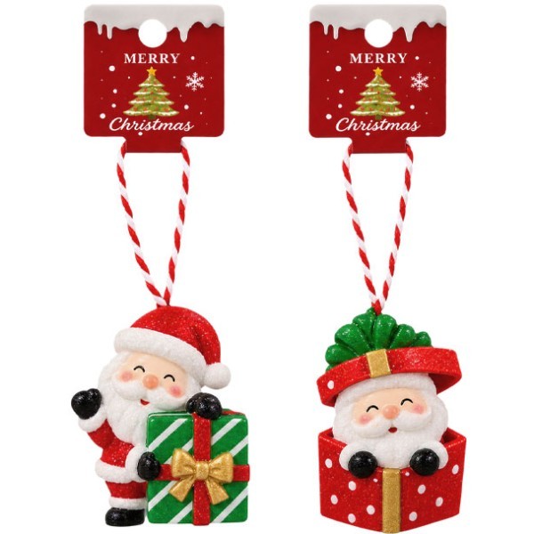 Xmas Santa Gift Box Κρεμαστό Στολίδι 5.5x7cm Πράσινο