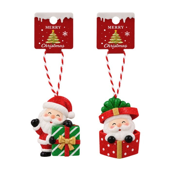 Xmas Santa Gift Box Κρεμαστό Στολίδι 5.5x7cm