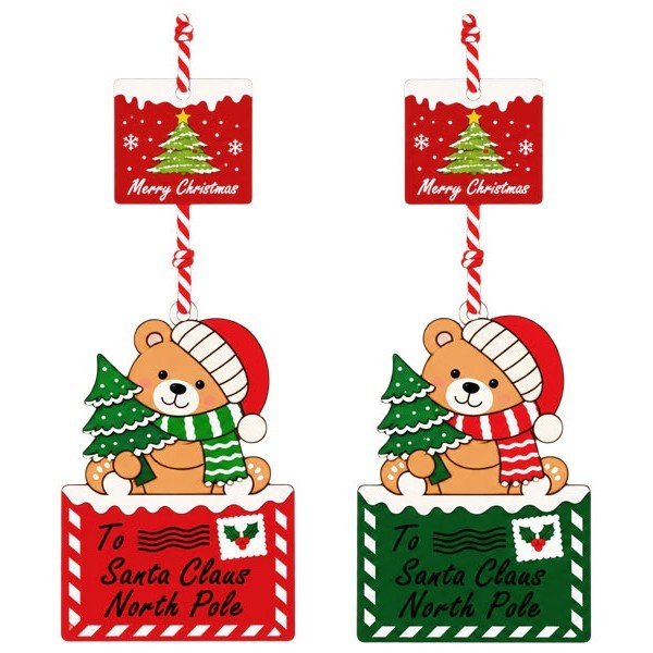 Xmas Bear Letter Κρεμαστό Στολίδι 6.5x10cm Πράσινο