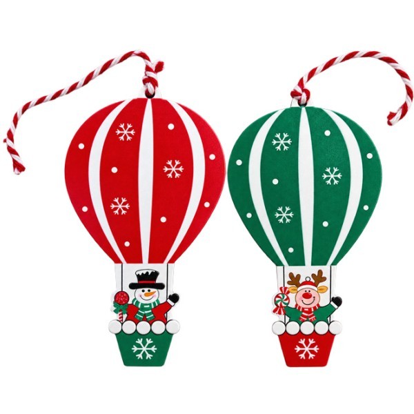 Xmas Santa Hot Air Balloon Στολίδι 6.5x11.5cm Κόκκινο