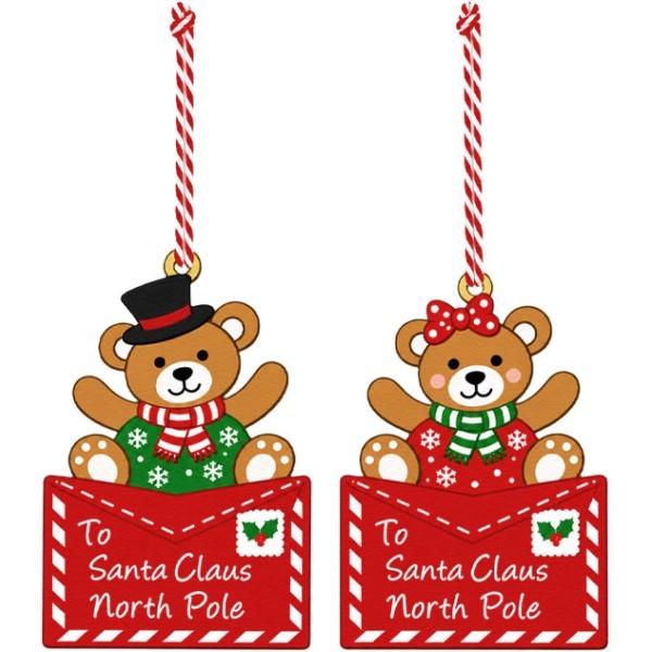 Xmas Bear Letter Sign Στολίδι 12x18cm Αρκουδάκι Καπέλο