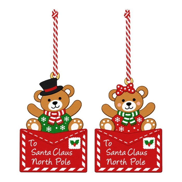 Xmas Bear Letter Sign Κρεμαστό Στολίδι 12x18cm