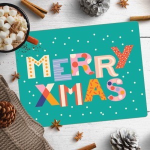 Merry Xmas Χριστουγεννιάτικο Σουπλά Από PVC Με Εκτύπωση 33x43cm