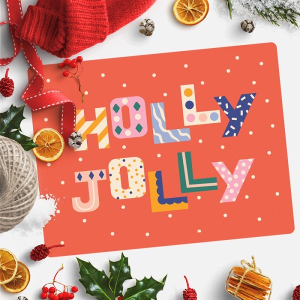 Holly Jolly Χριστουγεννιάτικο Σουπλά Από PVC Με Εκτύπωση 33x43cm