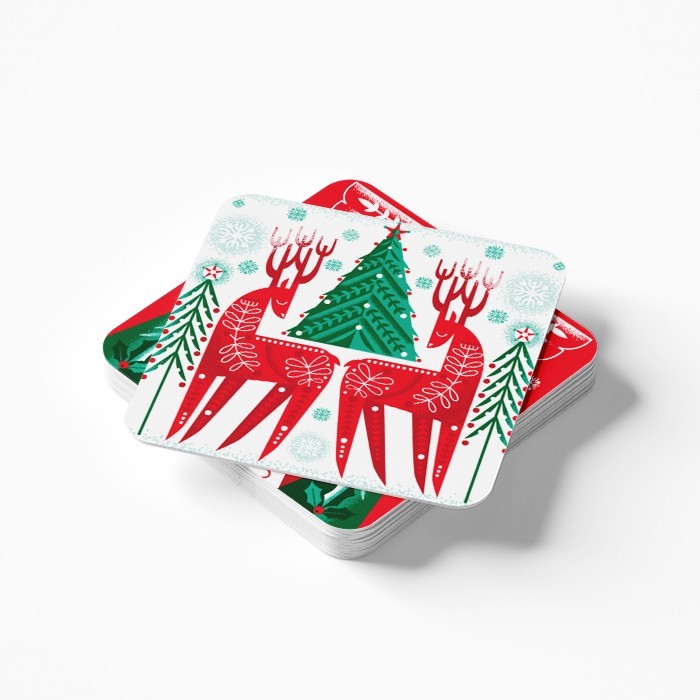 Red Deers Σουβέρ Από PVC Με εκτύπωση Σετ 4 Τεμαχίων 10x10cm