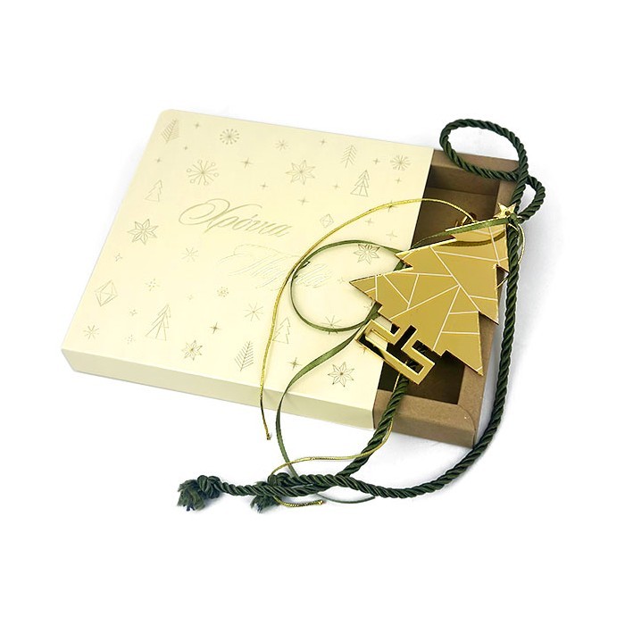 Elegant Χριστουγεννιάτικο Γούρι Από Plexiglass Με Εκτύπωση Χρυσό Δέντρο