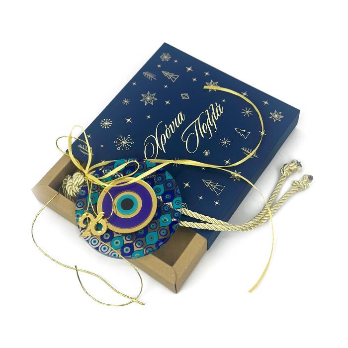 Elegant Χριστουγεννιάτικο Γούρι Από Plexiglass Με Εκτύπωση Μπλε Τιρκουάζ Ματάκι