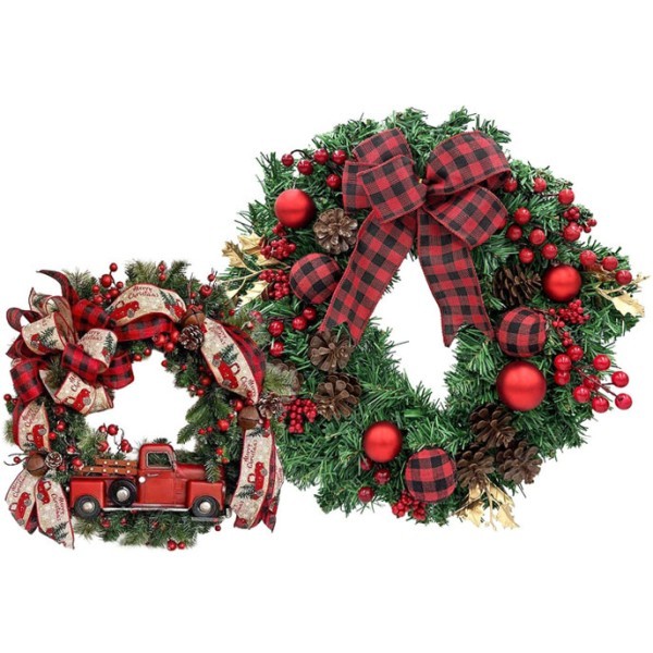 Christmas Mistletoe Στεφάνι Χριστουγεννιάτικο Κόκκινο Αμάξι Δ30cm