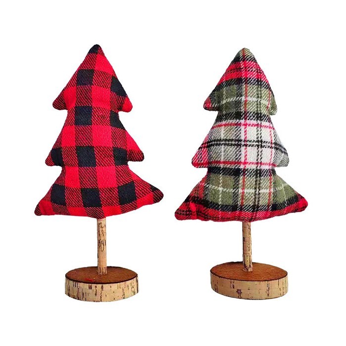 Xmas Woody Χριστουγεννιάτικο Δέντρο Πάνινο με Ξύλινη Βάση 23x15cm