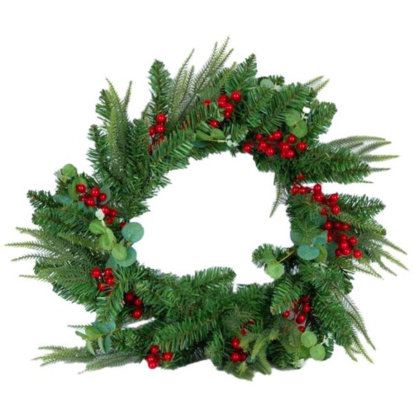 Mistletoe Στεφάνι Χριστουγεννιάτικο Πράσινο με Κόκκινα Berries 60cm